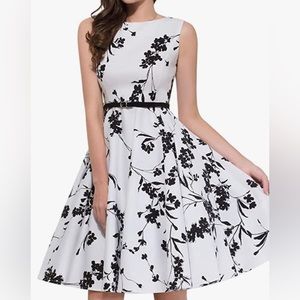 White and Black A-line Dress 50’s Style Dress